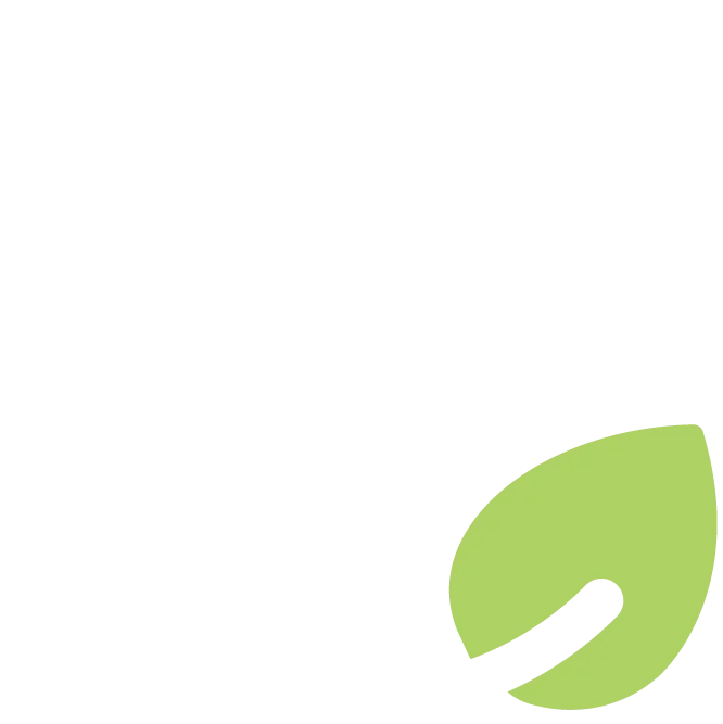 Green leaf icon with a curved globe, positioned in the bottom right corner.