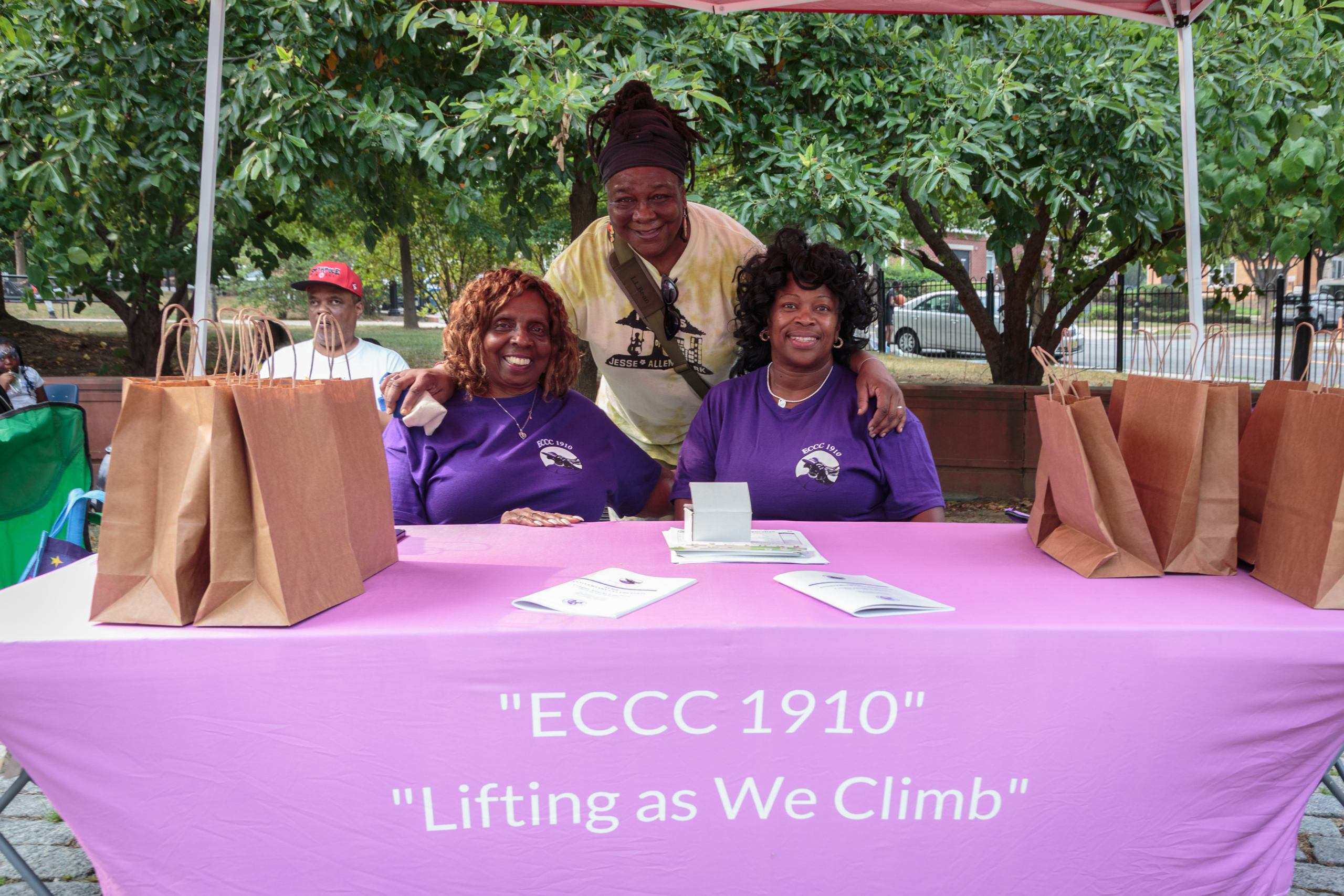 Community members gathering at Jesse Allen Park during National Night Out