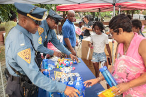 Families enjoying Jesse Allen Park during National Night Out event