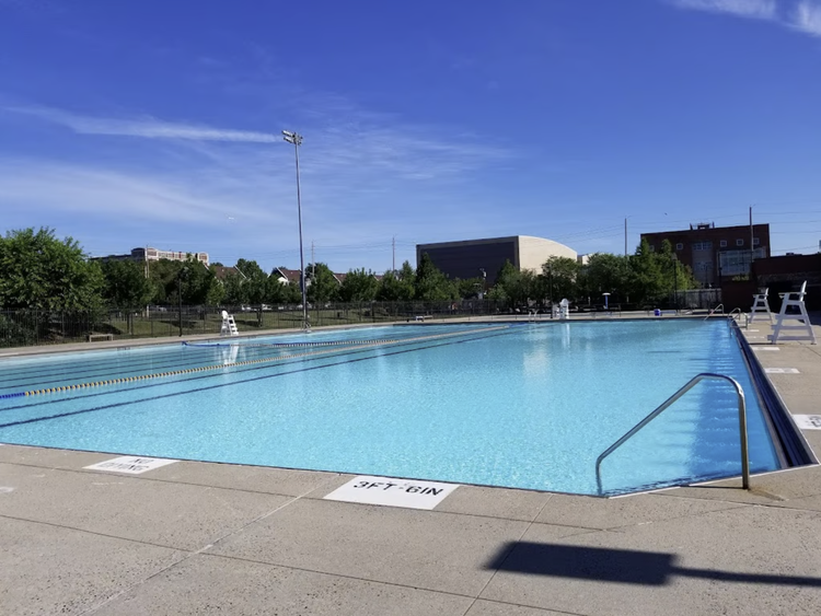 Outdoor swimming pool at Jesse Allen Park in Newark, New Jersey