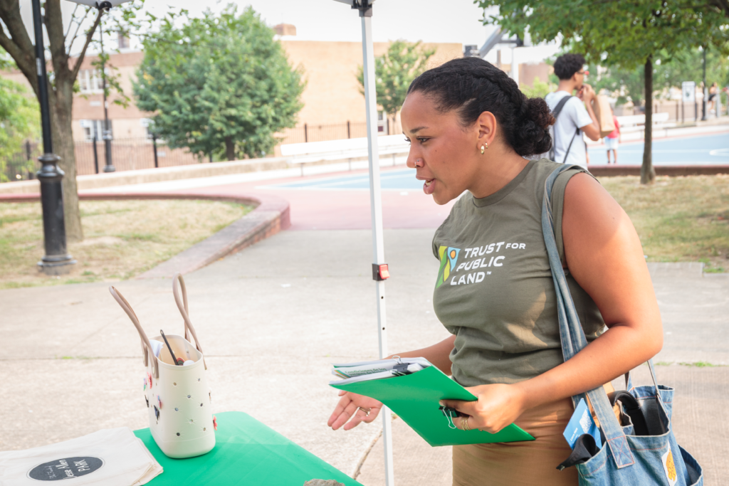 Trust for Public Land staff member at National Night Out event